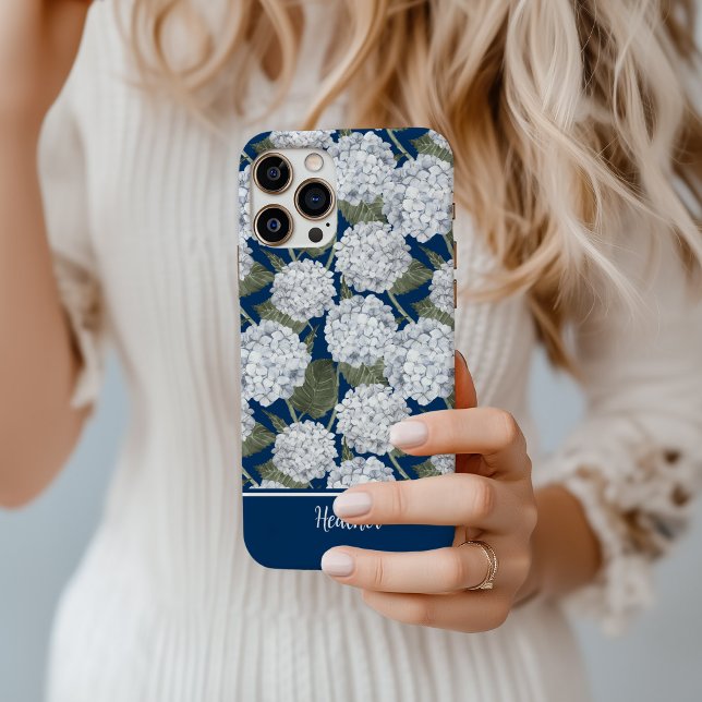 Hydrangea Garden Navy Blue MagSafe Tough (Hydrangea garden navy phone case)