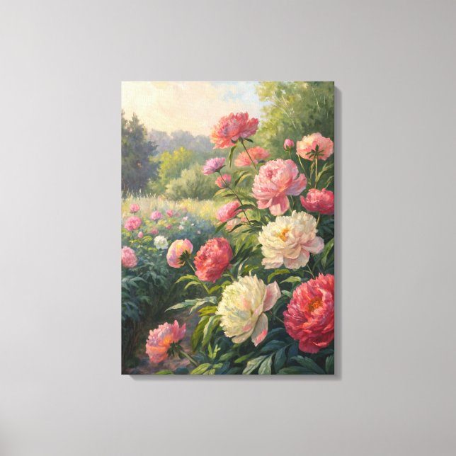 Hydrangea Garden Path Sunlight Print. Canvas Print (Front)