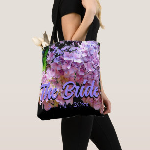 Hydrangea garden pink blue purple floral, Bride Tote Bag