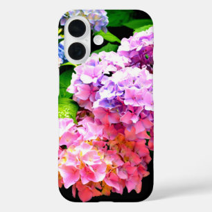 Hydrangea garden, pink, blue, purple floral iPhone 16 case