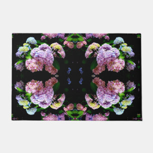 Hydrangea garden, pink, blue, purple floral doormat
