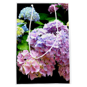 Hydrangea garden, pink, blue, purple floral medium gift bag