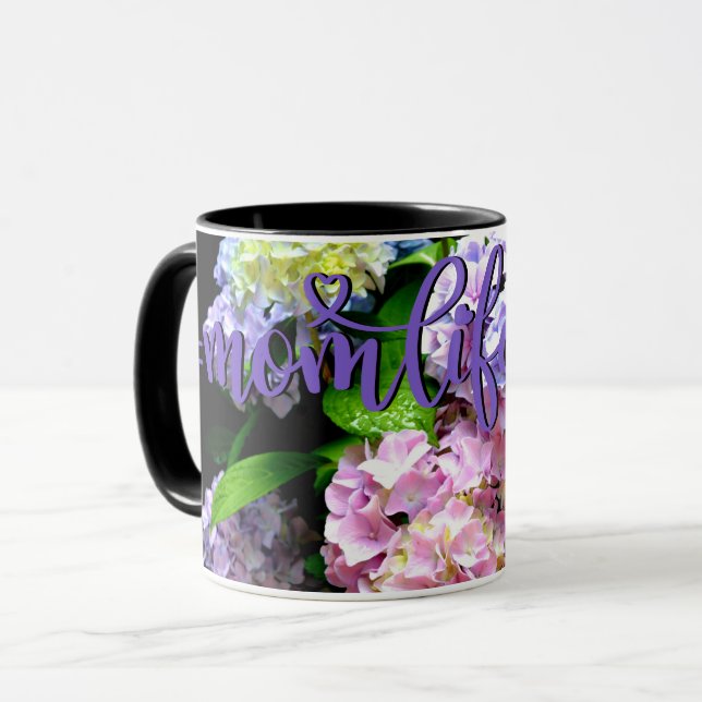 Hydrangea garden, pink, blue, purple floral mum  mug (Front Left)