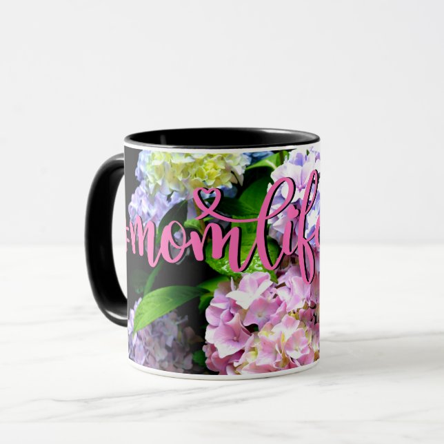 Hydrangea garden, pink, blue, purple floral mum  mug (Front Left)
