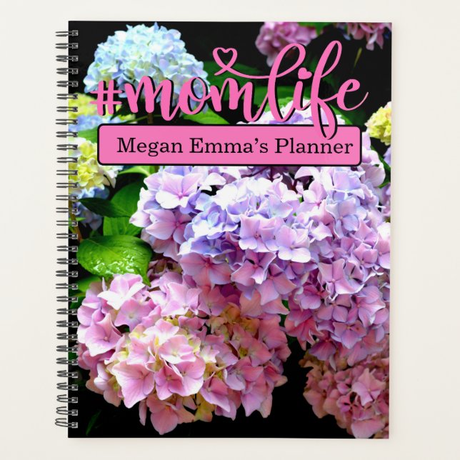 Hydrangea garden, pink, blue, purple floral mum  planner (Front)