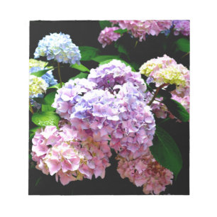 Hydrangea garden, pink, blue, purple floral notepad