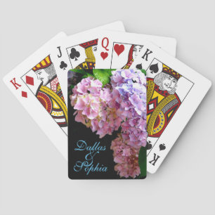Hydrangea garden, pink, blue, purple floral playing cards