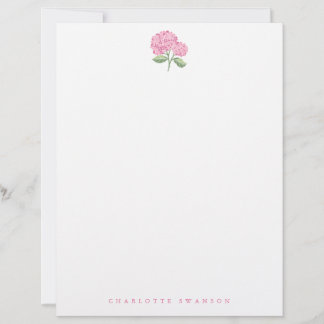 Hydrangea Garden Pink Custom Letterhead