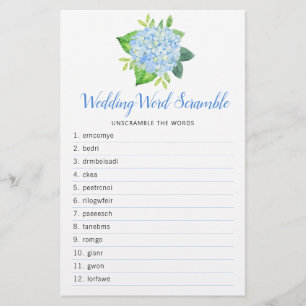 Hydrangea Geometric Bridal Shower Word Game