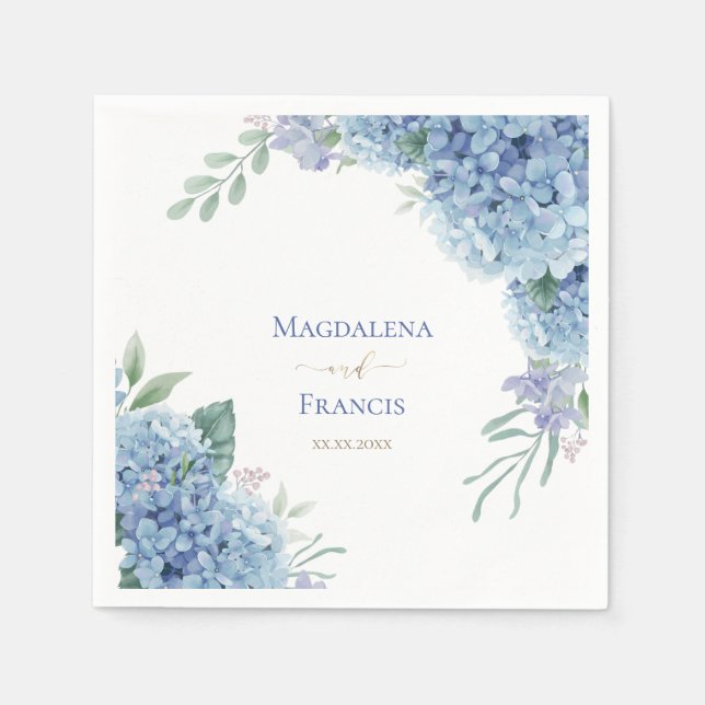 Hydrangea geometric frame | wedding napkin (Front)