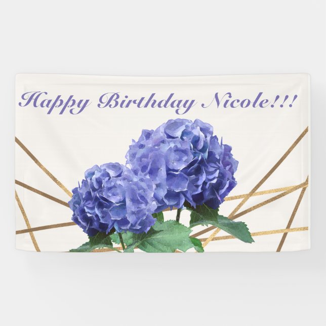 Hydrangea & Gold Elegant Floral Wedding Banner (Horizontal)