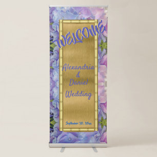Hydrangea Gold Event Vertical Retractable Banner