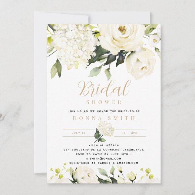 Hydrangea & Greenery Bridal Shower Invitation (Front)