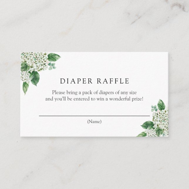 Hydrangea Greenery Diaper Raffle  Enclosure Card (Front)