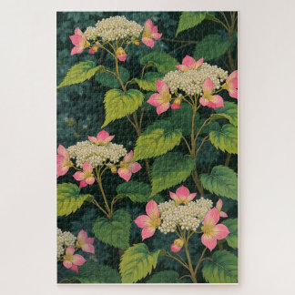 Hydrangea Harmony – Retro Japanese Floral JiPuzzle Jigsaw Puzzle