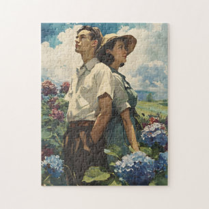 Hydrangea Harmony: Vintage Love Jigsaw Puzzle
