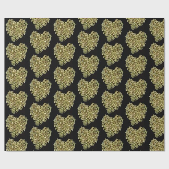 Hydrangea Heart Floral Gift Wrap Paper (Flat)