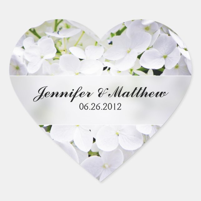 Hydrangea Heart Wedding Sticker (Front)