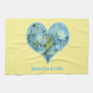 Hydrangea Heart with Personalised Text Tea Towel