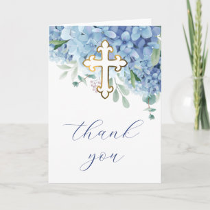 Hydrangea Holy Cross Religious Thank You Card