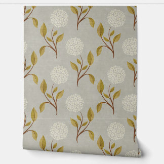 Hydrangea Home Modern Vintage Wallpaper - Grey