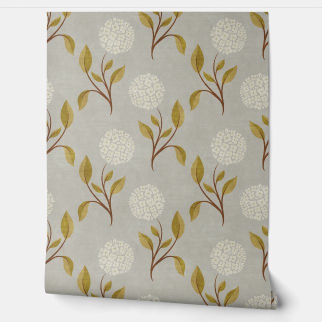 Hydrangea Home Modern Vintage Wallpaper - Grey (Unrolling)