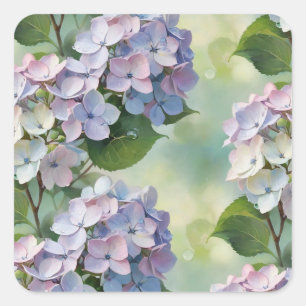 Hydrangea, Hortensia flower Square Sticker