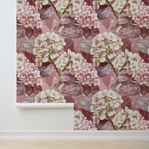 Hydrangea hortensia pink cream blossom petals wallpaper