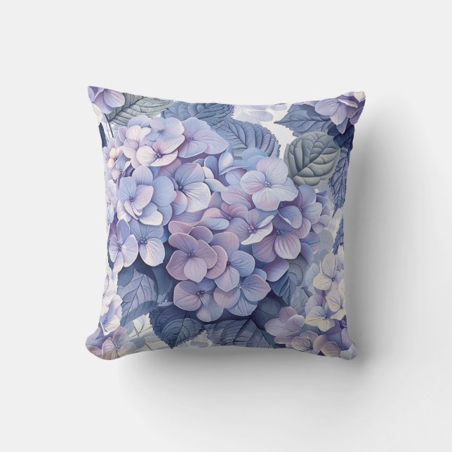 Hydrangea hortensia purple blue blossom petals cushion (Front)