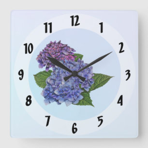 Hydrangea in Shades of Purple Square Wall Clock