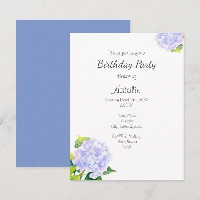 Hydrangea Invitation (Front/Back)