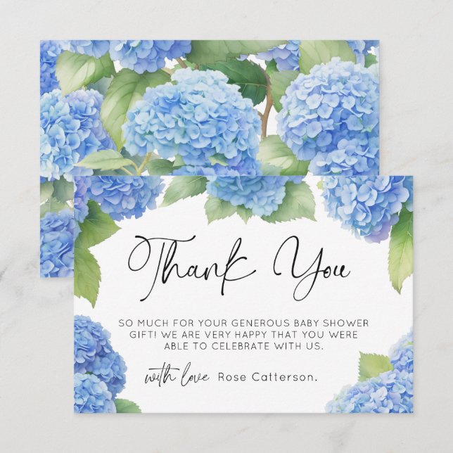 Hydrangea It's a Boy Baby Shower Thank You  (Front/Back)