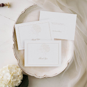 Hydrangea Ivory Formal Elegant Couple Note Wedding Thank You Card