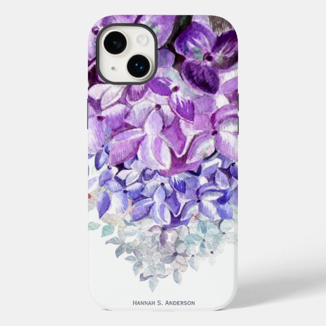 Hydrangea Lavender Blue White Ombre | Personalised Case-Mate iPhone Case (Back)