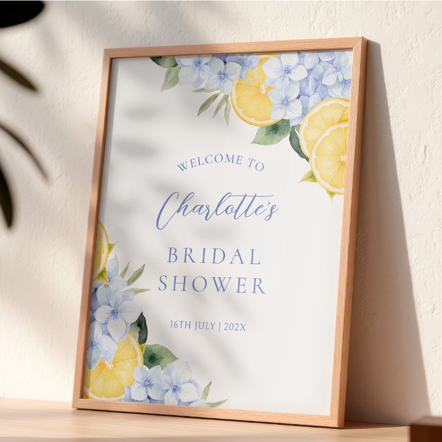 Hydrangea Lemon Bridal Shower Welcome Poster (Creator Uploaded)