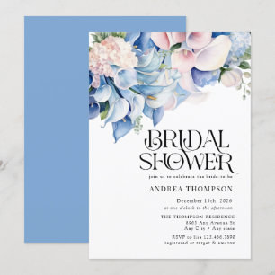 Hydrangea   Lilies Floral   Bridal Shower Invitation