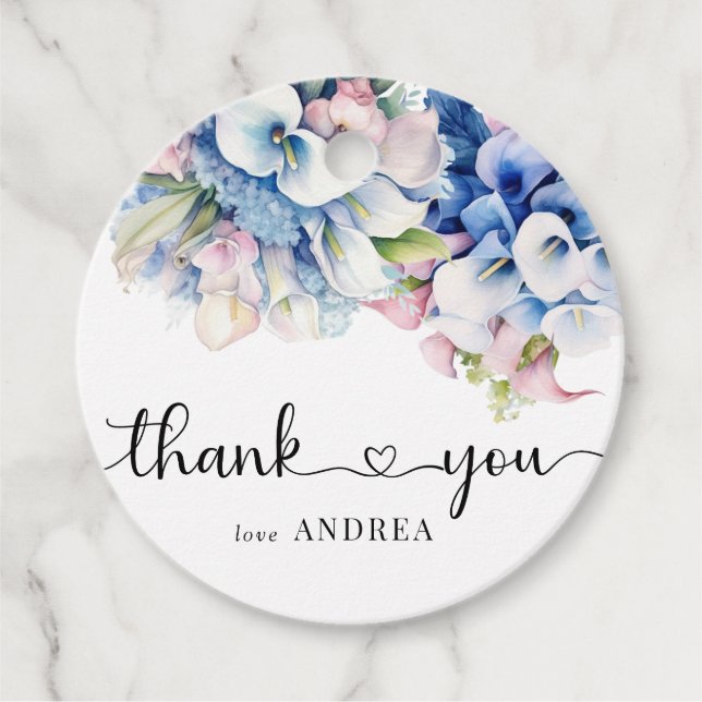 Hydrangea | Lilies Floral  Favour Tags (Front)