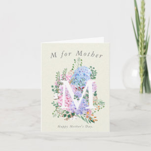 Hydrangea M for mother  Mother's Day  Card