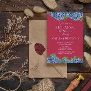 Hydrangea Magenta Elegant Wedding Rehearsal Dinner Invitation