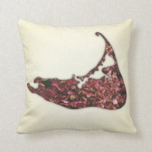 Hydrangea Map of Nantucket Island Cushion