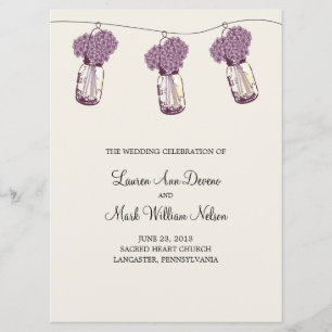 Hydrangea & Mason Jar Ceremony Program Programme