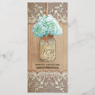 hydrangea mason jar rustic wedding programs programme