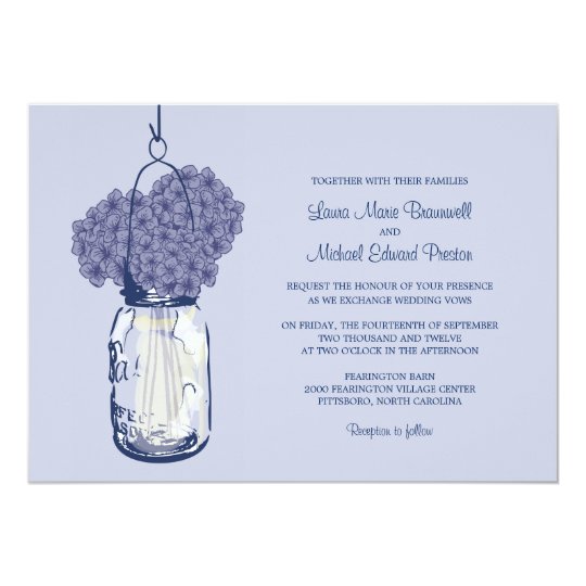 Hydrangea & Mason Jar Wedding Invitations
