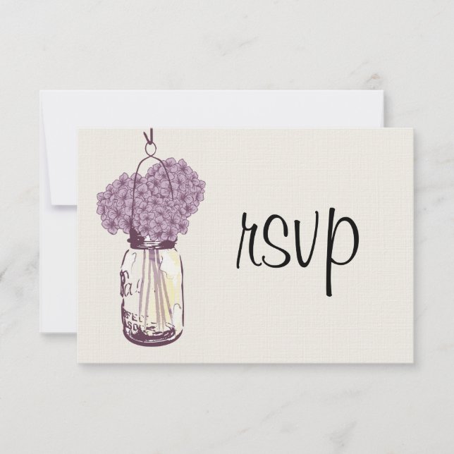 Hydrangea & Mason Jar Wedding RSVP (Front)