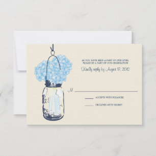 Hydrangea & Mason Jar Wedding RSVP Card