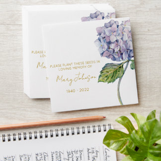 Hydrangea Memorial Funeral Seed Envelope