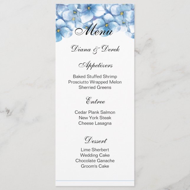 Hydrangea Menu Card (Front)