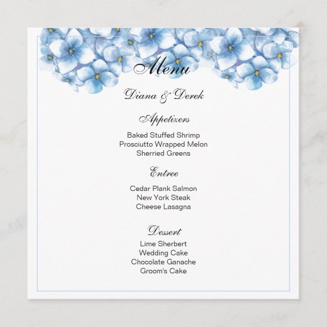 Hydrangea Menu Card (Front)