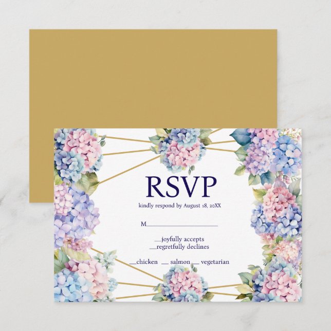 Hydrangea Menu Choices RSVP Response Card (Front/Back)