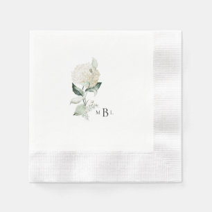 Hydrangea Monogram Wedding Cocktail Napkin
